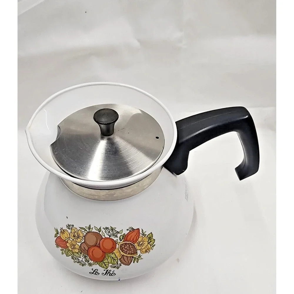 Vintage Corning Ware Spice of Life 6 cup Tea kettle 1970's with Lid Retro Kitsch - Picture 7 of 15